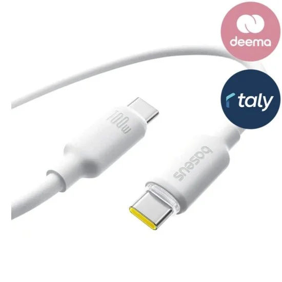 Baseus Foamed Silicone Fast Charging Data Cable USB-C to USB-C 100W 2m - Moon White